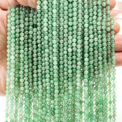 Natürliche 4,0 mm gemischte Turmalinperlen, kleine lose facettierte Edelsteinperlen zur Schmuckherstellung, DIY-Zubehör – grüner Aventurin – 4–4,5 mm (90 Stück) von VIEPGJ
