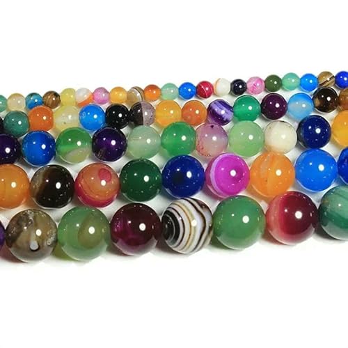 Natürliche Achate, Jade, Amethyste, Tigerauge, Lapislazuli, Kristall, lose runde Steinperlen für die Schmuckherstellung, DIY-Armband, 4 6 8 10 12 mm, bunter Achat, 4,0 mm, ca. 95 Stück Natürliche Achate, Jade, Amethyste, Tigerauge, Lapislazuli, Kristall, lose runde Steinperlen für die Schmuckherstellung, DIY-Armband, 4 6 8 10 12 mm, bunter Achat, 4,0 mm, ca. 95 Stück von VIEPGJ