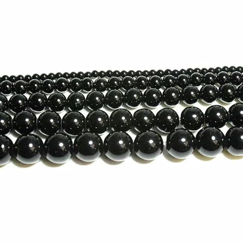 Natürliche Achate, Jade, Amethyste, Tigerauge, Lapislazuli, Kristall, lose runde Steinperlen zur Schmuckherstellung, DIY-Armband, 4 6 8 10 12 mm, schwarzer Achat-Imitat, 12 mm, ca. 30 von VIEPGJ