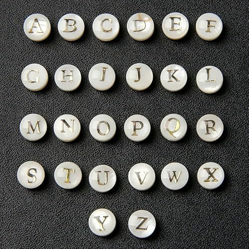 Natürliche Muschel-Alphabet-Perlen, rund, flach, goldfarben, Buchstaben aus Perlmutt, für die Schmuckherstellung, Armbänder, DIY-Zubehör, 8 mm, AZ, 5 Stück Natürliche Muschel-Alphabet-Perlen, rund, flach, goldfarben, Buchstaben aus Perlmutt, für die Schmuckherstellung, Armbänder, DIY-Zubehör, 8 mm, AZ, 5 Stück von VIEPGJ