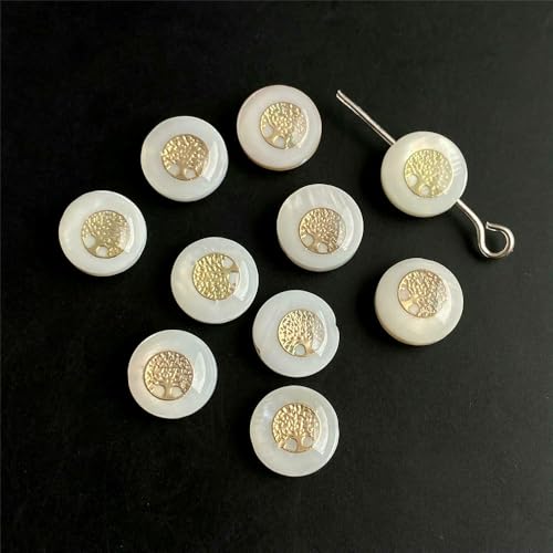 Natürliche Muschel-Alphabet-Perlen, rund, flach, goldfarben, Buchstaben aus Perlmutt, für die Schmuckherstellung, Armbänder, DIY-Zubehör, 8 mm, Lebensbaum 7–8 mm, 2 Stück von VIEPGJ