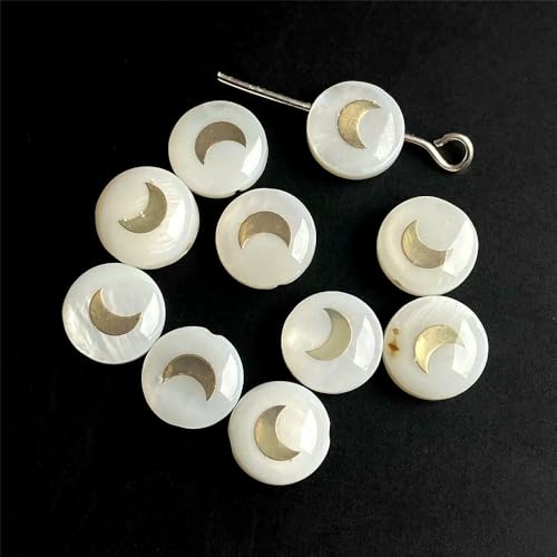 Natürliche Muschel-Alphabet-Perlen, rund, flach, goldfarben, Buchstaben aus Perlmutt, für die Schmuckherstellung, Armbänder, DIY-Zubehör, 8 mm, Mond, 7–8 mm, 2 Stück Natürliche Muschel-Alphabet-Perlen, rund, flach, goldfarben, Buchstaben aus Perlmutt, für die Schmuckherstellung, Armbänder, DIY-Zubehör, 8 mm, Mond, 7–8 mm, 2 Stück von VIEPGJ