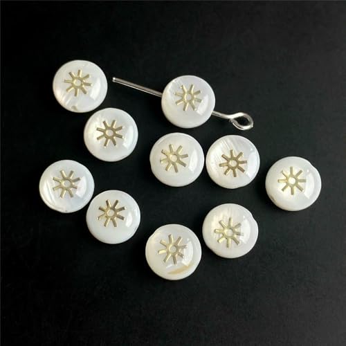 Natürliche Muschel-Alphabet-Perlen, rund, flach, goldfarben, Buchstaben aus Perlmutt, für die Schmuckherstellung, Armbänder, DIY-Zubehör, 8 mm, Sonne, 7–8 mm, 2 Stück Natürliche Muschel-Alphabet-Perlen, rund, flach, goldfarben, Buchstaben aus Perlmutt, für die Schmuckherstellung, Armbänder, DIY-Zubehör, 8 mm, Sonne, 7–8 mm, 2 Stück von VIEPGJ