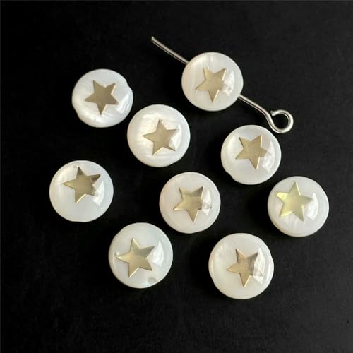 Natürliche Muschel-Alphabet-Perlen, rund, flach, goldfarben, Buchstaben aus Perlmutt, für die Schmuckherstellung, Armbänder, DIY-Zubehör, 8 mm, Stern 7–8 mm, 26 Stück Natürliche Muschel-Alphabet-Perlen, rund, flach, goldfarben, Buchstaben aus Perlmutt, für die Schmuckherstellung, Armbänder, DIY-Zubehör, 8 mm, Stern 7–8 mm, 26 Stück von VIEPGJ