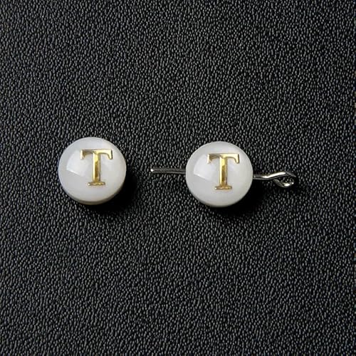 Natürliche Muschel-Alphabet-Perlen, rund, flach, goldfarben, Buchstaben aus Perlmutt, für die Schmuckherstellung, Armbänder, DIY-Zubehör, 8 mm, T, 2 Stück Natürliche Muschel-Alphabet-Perlen, rund, flach, goldfarben, Buchstaben aus Perlmutt, für die Schmuckherstellung, Armbänder, DIY-Zubehör, 8 mm, T, 2 Stück von VIEPGJ