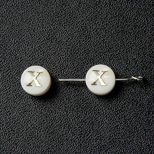 Natürliche Muschel-Alphabet-Perlen, rund, flach, goldfarben, Buchstaben aus Perlmutt, für die Schmuckherstellung, Armbänder, DIY-Zubehör, 8 mm, x 2 Stück Natürliche Muschel-Alphabet-Perlen, rund, flach, goldfarben, Buchstaben aus Perlmutt, für die Schmuckherstellung, Armbänder, DIY-Zubehör, 8 mm, x 2 Stück von VIEPGJ