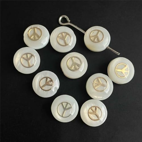 Natürliche Muschel-Alphabet-Perlen, rund, flach, goldfarben, Buchstaben aus Perlmutt, zur Schmuckherstellung, Armband, DIY-Zubehör, 8 mm, Peace-Zeichen 7–8 mm, 2 Stück Natürliche Muschel-Alphabet-Perlen, rund, flach, goldfarben, Buchstaben aus Perlmutt, zur Schmuckherstellung, Armband, DIY-Zubehör, 8 mm, Peace-Zeichen 7–8 mm, 2 Stück von VIEPGJ
