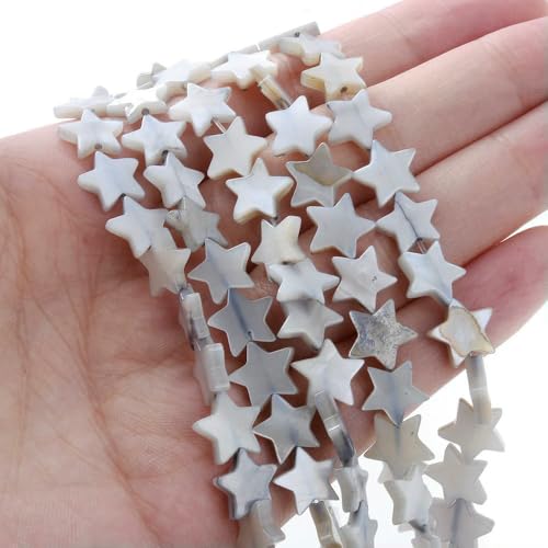 Natürliche Muschelperlen, bunt, Perlmutt, Sterne, Muschel, Pentagramm-Form, Perlen, 6, 8, 10, 12 mm, für Armband, Halskette, Schmuckherstellung, Grau, 10 mm, ca. 43 Stück Natürliche Muschelperlen, bunt, Perlmutt, Sterne, Muschel, Pentagramm-Form, Perlen, 6, 8, 10, 12 mm, für Armband, Halskette, Schmuckherstellung, Grau, 10 mm, ca. 43 Stück von VIEPGJ