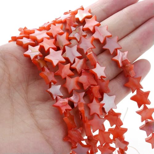 Natürliche Muschelperlen, bunt, Perlmutt, Sterne, Muschel, Pentagramm-Form, Perlen, 6, 8, 10, 12 mm, für Armband, Halskette, Schmuckherstellung, Rot, 10 mm, ca. 43 Stück Natürliche Muschelperlen, bunt, Perlmutt, Sterne, Muschel, Pentagramm-Form, Perlen, 6, 8, 10, 12 mm, für Armband, Halskette, Schmuckherstellung, Rot, 10 mm, ca. 43 Stück von VIEPGJ