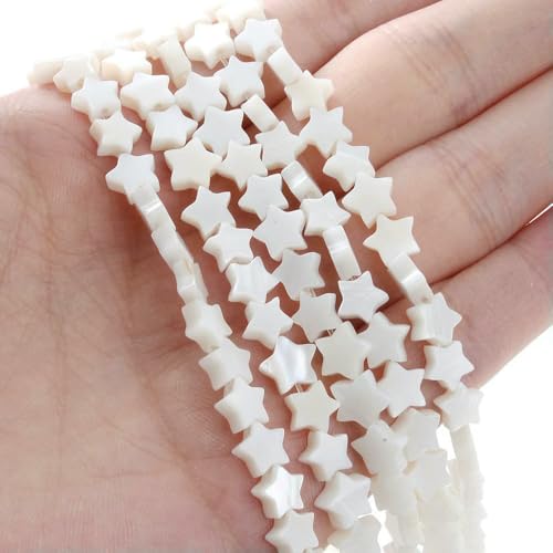 Natürliche Muschelperlen, bunt, Perlmutt, Sterne, Muschel, Pentagramm-Form, Perlen, 6, 8, 10, 12 mm, für Armband, Halskette, Schmuckherstellung, Weiß, 10 mm, ca. 43 Stück Natürliche Muschelperlen, bunt, Perlmutt, Sterne, Muschel, Pentagramm-Form, Perlen, 6, 8, 10, 12 mm, für Armband, Halskette, Schmuckherstellung, Weiß, 10 mm, ca. 43 Stück von VIEPGJ