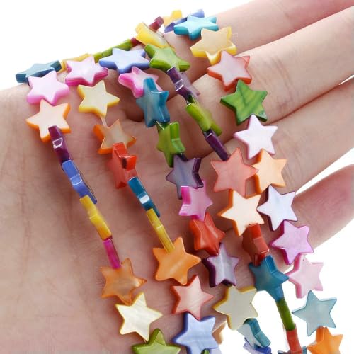 Natürliche Muschelperlen, bunt, Perlmutt, Sterne, Muschel, Pentagramm-Form, Perlen, 6, 8, 10, 12 mm, für Armband, Halskette, Schmuckherstellung, bunt, 6 mm, ca. 68 Stück Natürliche Muschelperlen, bunt, Perlmutt, Sterne, Muschel, Pentagramm-Form, Perlen, 6, 8, 10, 12 mm, für Armband, Halskette, Schmuckherstellung, bunt, 6 mm, ca. 68 Stück von VIEPGJ