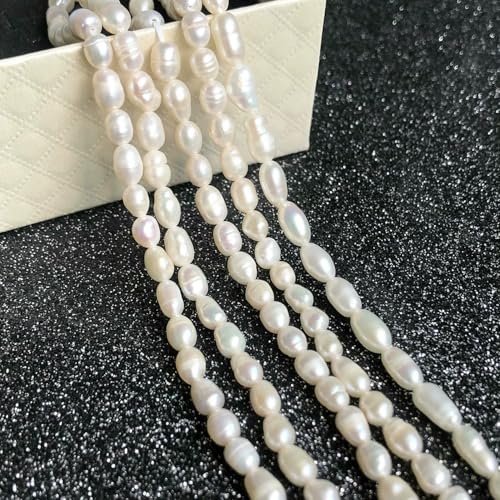 Natürliche Süßwasserperle, unregelmäßige Zuchtperlen, kleine Perlen, Stanzperlen zur Schmuckherstellung, DIY-Halskette oder Armband für Damen, Typ 44, 4 x 6 mm von VIEPGJ