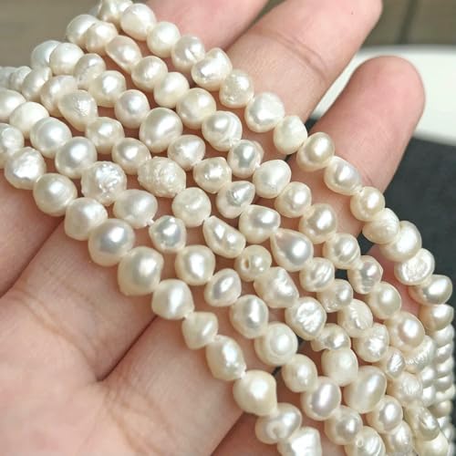 Natürliche Süßwasserperle, unregelmäßige Zuchtperlen, kleine Perlen, Stanzperlen zur Schmuckherstellung, DIY-Halsketten und Armbänder für Damen, Typ 31, 5–6 mm von VIEPGJ
