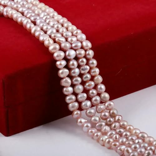 Natürliche Süßwasserperlen, nicht nuklear, runde Perlen zur Schmuckherstellung, Armband, Halskette für Damen, Accessoires, Lila, 3–4,0 mm von VIEPGJ
