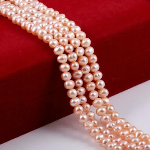 Natürliche Süßwasserperlen, nicht nuklear, runde Perlen zur Schmuckherstellung, Armband, Halskette für Damen, Accessoires, Rosa, 6–7 mm von VIEPGJ