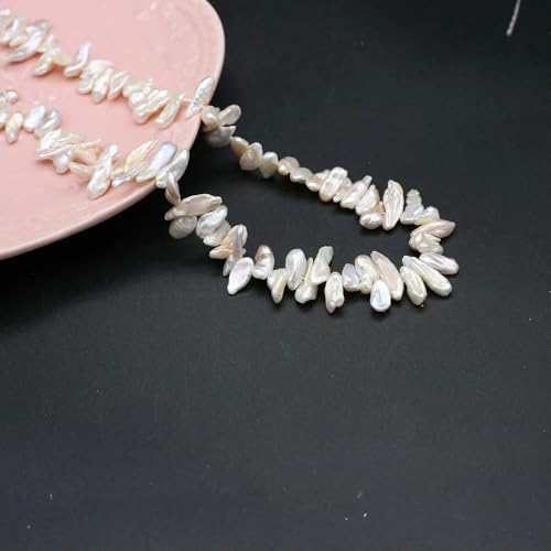Natürliche Süßwasserperlen, unregelmäßige Perlen mit sieben Löchern, für DIY-Charm-Armbänder, Halsketten, Schmuck, Ohrringe, Zubehör, Weiß, 8–10 mm von VIEPGJ