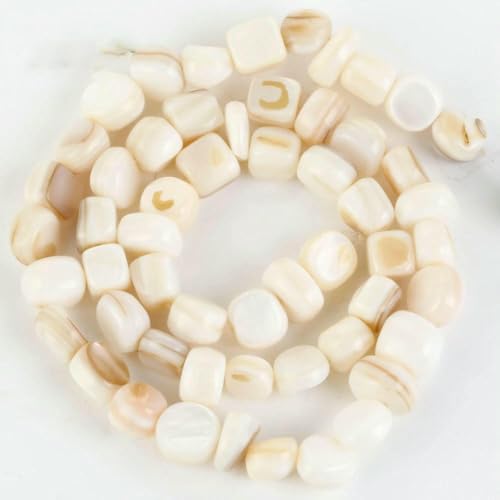 Natürliche bunte Muschelperlen, unregelmäßige Muschelperlen aus Perlmutt zur Schmuckherstellung, DIY-Armband, Halskettenzubehör, 40,6 cm – 8 mm, 46 bis 50 Stück von VIEPGJ