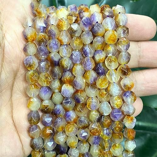 Natürliche facettierte gelb-violette Chalcedon-Perlen, Naturstein, runde lose Perlen, DIY-Armband, Ohrringe, Zubehör, 38,1 cm Strang, 8 mm – 8 mm, ca. 46 Stück Natürliche facettierte gelb-violette Chalcedon-Perlen, Naturstein, runde lose Perlen, DIY-Armband, Ohrringe, Zubehör, 38,1 cm Strang, 8 mm – 8 mm, ca. 46 Stück von VIEPGJ