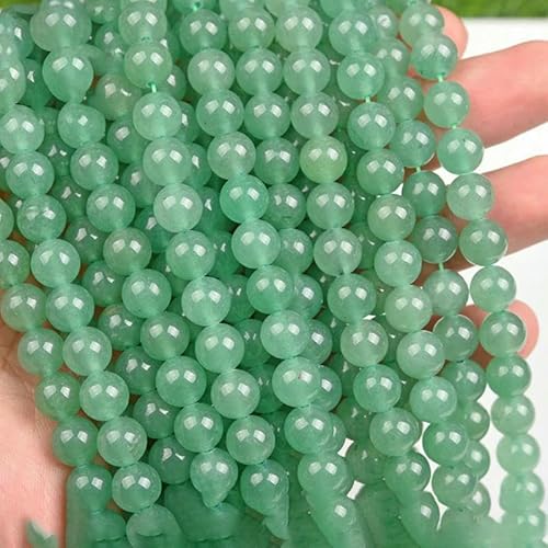 Natürliche mehrfarbige Fluorit-Steinperlen, rund, lose Abstandsperlen, 6/8 mm, 15-Zoll-Stränge für die Schmuckherstellung, DIY-Armbänder, Halsketten – grüner Aventurin – 10–10,5 mm (35–37 Stück) von VIEPGJ