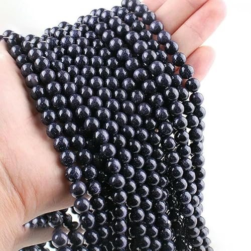 Natürliche mehrfarbige Fluorit-Steinperlen, rund, lose Abstandsperlen, 6/8 mm, 15-Zoll-Stränge zur Schmuckherstellung, DIY-Armbänder, Halsketten – blauer Sandstein – 6 mm (58–60 Stück) von VIEPGJ