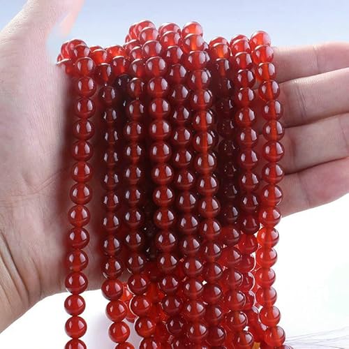 Natürliche mehrfarbige Fluorit-Steinperlen, rund, lose Abstandsperlen, 6/8 mm, 38,1 cm Stränge für die Schmuckherstellung, DIY-Armbänder, Halsketten – roter Karneol – 8 mm (44–45 Stück) von VIEPGJ