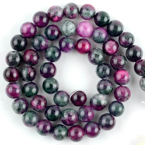 Natürliche runde Tigerauge-Amazonit-Lava-Türkis-Achat-Jaspis-Granat-Abstandshalter-lose Steinperlen zur Schmuckherstellung DIY-Armband - Jade - 6 mm, 59 bis 61 Stück von VIEPGJ