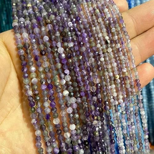 Natürlicher Edelstein Lapislazuli, facettierte runde Perlen zur Schmuckherstellung, DIY-Armband, Halskette, 2 mm, 3,0 mm, 4,0 mm, Amethyst (A) – 4,0 mm, 93 Stück von VIEPGJ