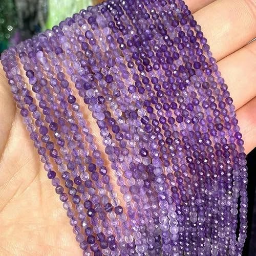Natürlicher Edelstein Lapislazuli, facettierte runde Perlen zur Schmuckherstellung, DIY-Armband, Halskette, 2 mm, 3,0 mm, 4,0 mm, Amethyst (AAA) – 2 mm, 186 Stück von VIEPGJ