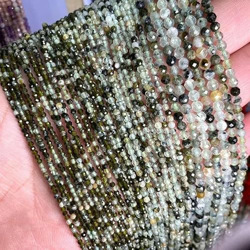 Natürlicher Edelstein Lapislazuli, facettierte runde Perlen zur Schmuckherstellung, DIY-Armband, Halskette, 2 mm, 3,0 mm, 4,0 mm, Prehnit (A) – 4,0 mm, 93 Stück von VIEPGJ