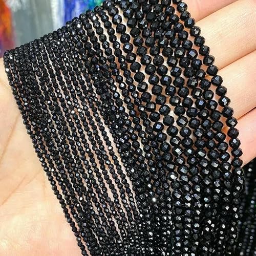Natürlicher Edelstein Lapislazuli, facettierte runde Perlen zur Schmuckherstellung, DIY-Armband, Halskette, 2 mm, 3,0 mm, 4,0 mm, Schwarzer Onyx, 2 mm, 186 Stück von VIEPGJ