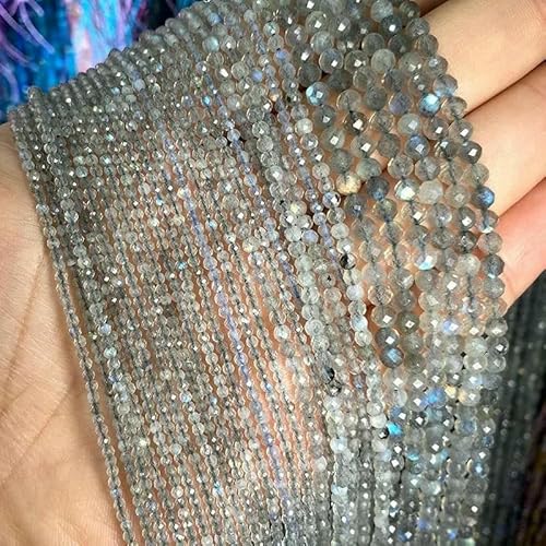 Natürlicher Edelstein Lapislazuli, facettierte runde Perlen zur Schmuckherstellung, DIY-Armband, Halskette, 2 mm, 3,0 mm, 4,0 mm – Labradorit (AAA) – 2 mm, 186 Stück von VIEPGJ