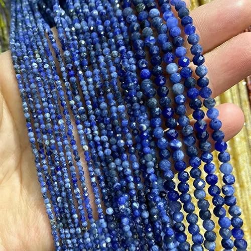 Natürlicher Edelstein Lapislazuli, facettierte runde Perlen zur Schmuckherstellung, DIY-Armband, Halskette, 2 mm, 3,0 mm, 4,0 mm – Sodalith (AAA) – 2 mm, 186 Stück von VIEPGJ