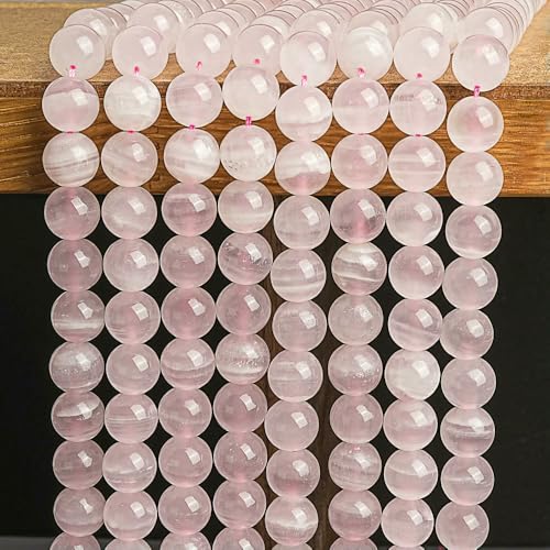 Natürlicher glatter Calcit-Stein, runde Perlen, Abstandshalter, Edelstein, rosa, für die Schmuckherstellung, DIY-Armbänder, Ohrringe, handgefertigte Accessoires, 15 Zoll, rosa, 6 mm, ca. 64 Perl von VIEPGJ