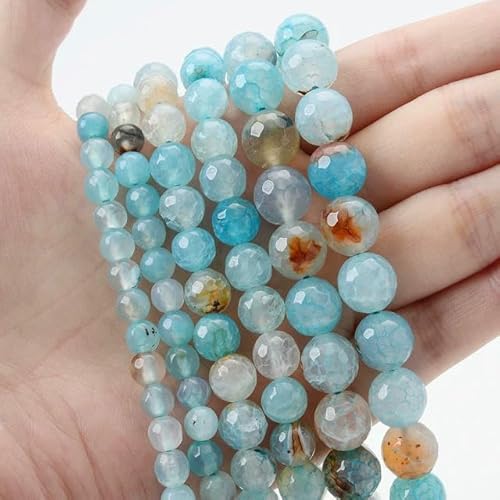 Natürlicher runder Stein, 4 6 8 10 12 mm, Tigerauge, Kristalle, Lava, Türkis, Jade, lose Perlen zur Schmuckherstellung, DIY-Armband, Handarbeit, blauer Achat, 12 mm, ca. 30 Perlen von VIEPGJ