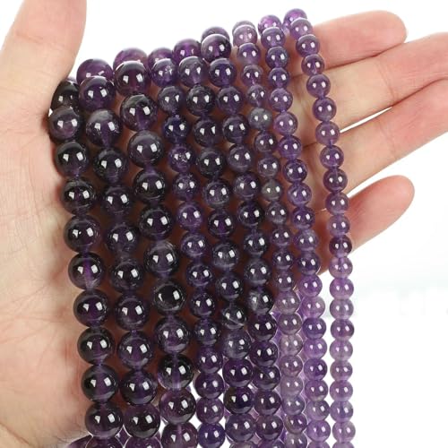 Natural Stone Beads Blue Aquamarine Agate Tiger Eye Quartz Jades Loose Beads For Jewelry Making 4/6/8/10/12mm DIY Bracelets-Amethyst-12mm about 29pcs von VIEPGJ