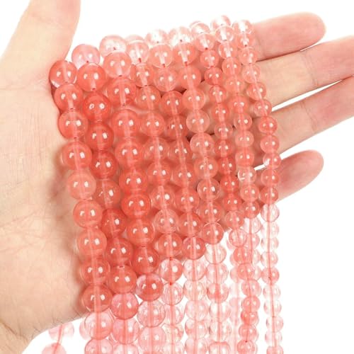 Natural Stone Beads Blue Aquamarine Agate Tiger Eye Quartz Jades Loose Beads For Jewelry Making 4/6/8/10/12mm DIY Bracelets-Cherry quartz-12mm about 29pcs von VIEPGJ