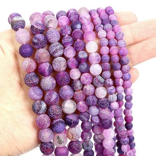 Natural Stone Beads Blue Aquamarine Agate Tiger Eye Quartz Jades Loose Beads For Jewelry Making 4/6/8/10/12mm DIY Bracelets-Crack Agate_a-12mm about 29pcs von VIEPGJ
