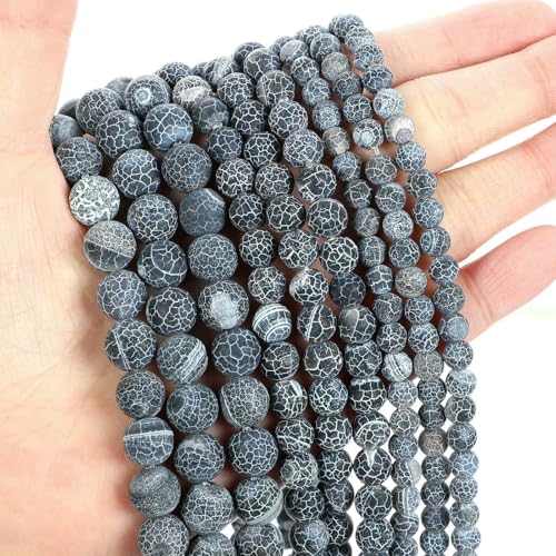 Natural Stone Beads Blue Aquamarine Agate Tiger Eye Quartz Jades Loose Beads For Jewelry Making 4/6/8/10/12mm DIY Bracelets-Crack Agate_b-12mm about 29pcs von VIEPGJ