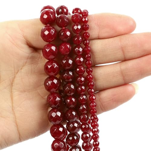 Natural Stone Beads Blue Aquamarine Agate Tiger Eye Quartz Jades Loose Beads For Jewelry Making 4/6/8/10/12mm DIY Bracelets-Faceted Jade-12mm about 29pcs von VIEPGJ