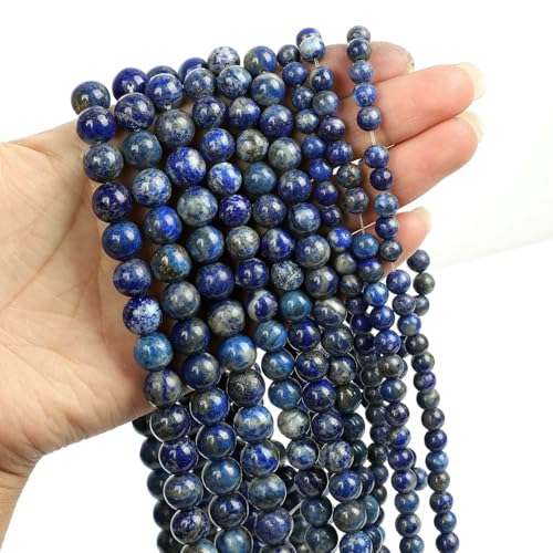 Natural Stone Beads Blue Aquamarine Agate Tiger Eye Quartz Jades Loose Beads For Jewelry Making 4/6/8/10/12mm DIY Bracelets-Lapis Lazuli-12mm about 29pcs von VIEPGJ