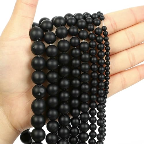 Natural Stone Beads Blue Aquamarine Agate Tiger Eye Quartz Jades Loose Beads For Jewelry Making 4/6/8/10/12mm DIY Bracelets-Matte Agate-12mm about 29pcs von VIEPGJ