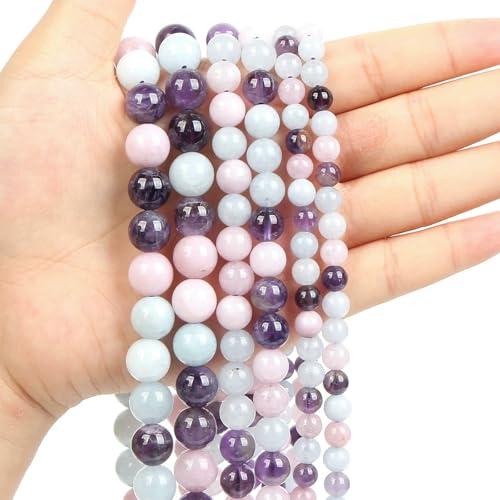 Natural Stone Beads Blue Aquamarine Agate Tiger Eye Quartz Jades Loose Beads For Jewelry Making 4/6/8/10/12mm DIY Bracelets-Mix Stone-6mm about 60pcs von VIEPGJ