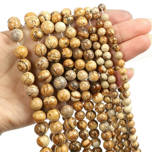Natural Stone Beads Blue Aquamarine Agate Tiger Eye Quartz Jades Loose Beads For Jewelry Making 4/6/8/10/12mm DIY Bracelets-Pictre stone-12mm about 29pcs von VIEPGJ