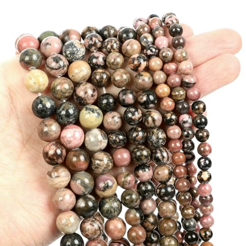 Natural Stone Beads Blue Aquamarine Agate Tiger Eye Quartz Jades Loose Beads For Jewelry Making 4/6/8/10/12mm DIY Bracelets-Rhodochrosite-12mm about 29pcs von VIEPGJ