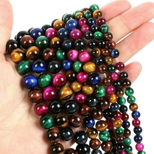 Natural Stone Beads Blue Aquamarine Agate Tiger Eye Quartz Jades Loose Beads For Jewelry Making 4/6/8/10/12mm DIY Bracelets-Tiger Eye-12mm about 29pcs von VIEPGJ