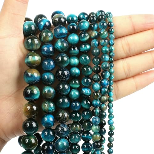 Natural Stone Beads Blue Aquamarine Agate Tiger Eye Quartz Jades Loose Beads For Jewelry Making 4/6/8/10/12mm DIY Bracelets-Tiger eye-12mm about 29pcs von VIEPGJ