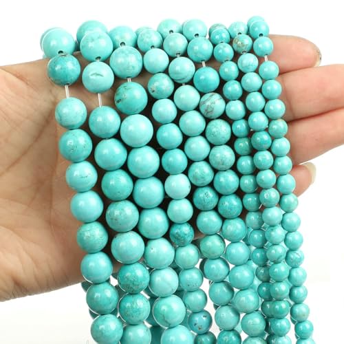 Natural Stone Beads Blue Aquamarine Agate Tiger Eye Quartz Jades Loose Beads For Jewelry Making 4/6/8/10/12mm DIY Bracelets-Turquoise-12mm about 29pcs von VIEPGJ