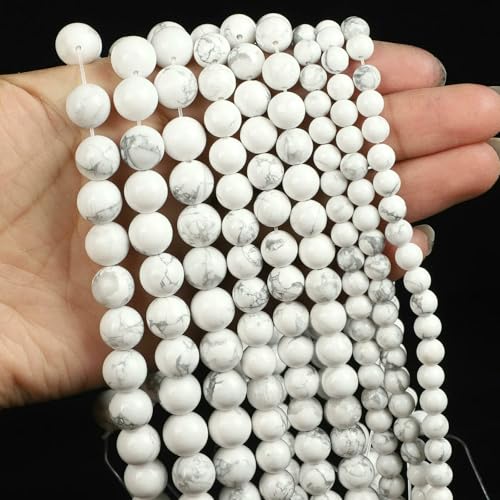 Natural Stone Beads Blue Aquamarine Agate Tiger Eye Quartz Jades Loose Beads For Jewelry Making 4/6/8/10/12mm DIY Bracelets-White Turquoise-12mm about 29pcs von VIEPGJ