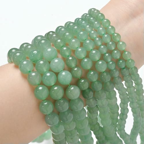 Natural Stone Beads Blue Tiger Eye Agate Turquoise Rose Quartz lapis Jade Round Loose Beads for Jewelry Making DIY Bracelet-Green Aventurine-6mm about 61 pcs von VIEPGJ