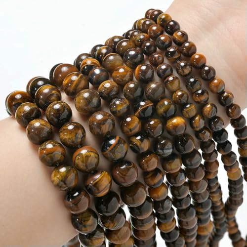 Natural Stone Beads Blue Tiger Eye Agate Turquoise Rose Quartz lapis Jade Round Loose Beads for Jewelry Making DIY Bracelet-Tiger eye_a-10mm about 36 pcs von VIEPGJ